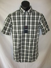 Chaps 100% Cotton Size S Lead Table Black Plaid Short Slve Shirt SR$55 NEW