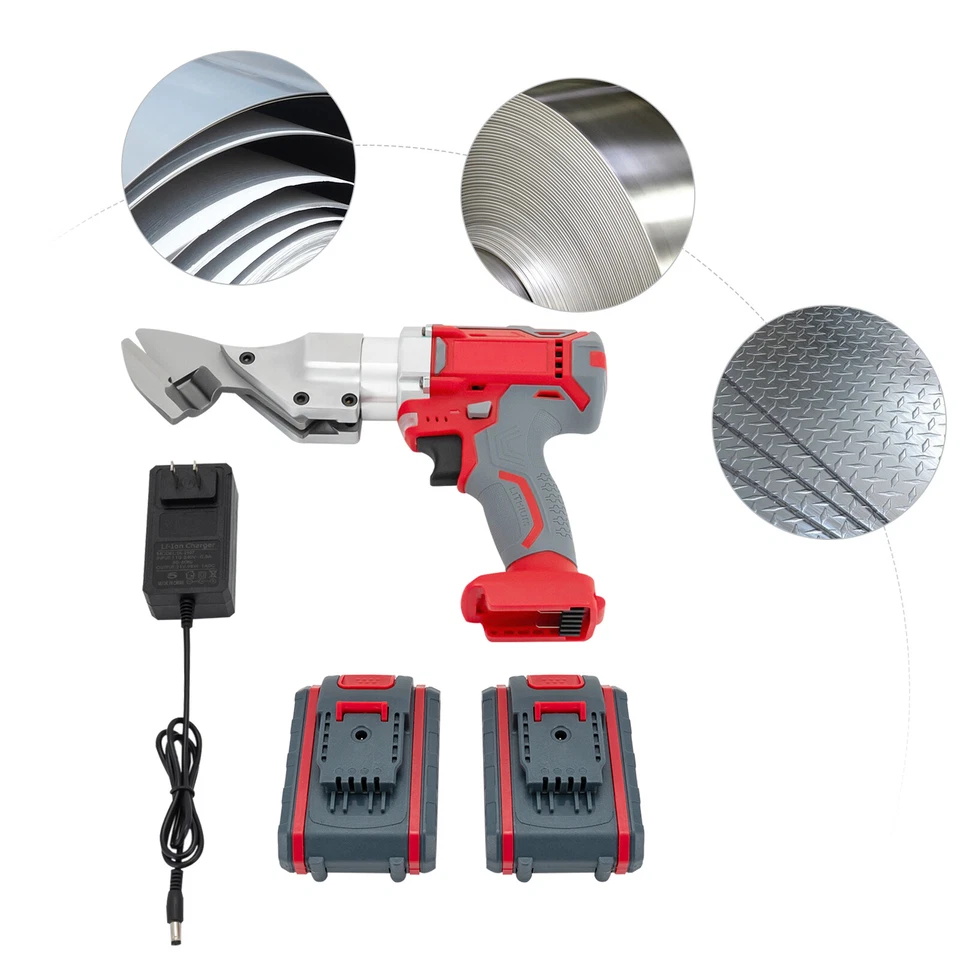 Cortadores de hojalata eléctricos, tijeras cortadoras de chapa herramienta eléctrica cortadora de alta resistencia 21V Foto 2 de 4