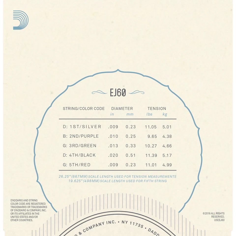 3 Sets D'Addario EJ60 5 String Banjo Nickel Wound Light Gauge Strings USA Made - Image 3 of 3