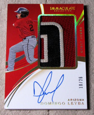 2020 Immaculate Debut Jumbo Material Autographs Holo Gold Domingo Leyba Auto /26