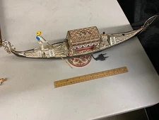 VINTAGE BREVETTATO ITALY - GONDOLA FUNERAL BOAT VENICE ITALY - LAMP & MUSIC BOX