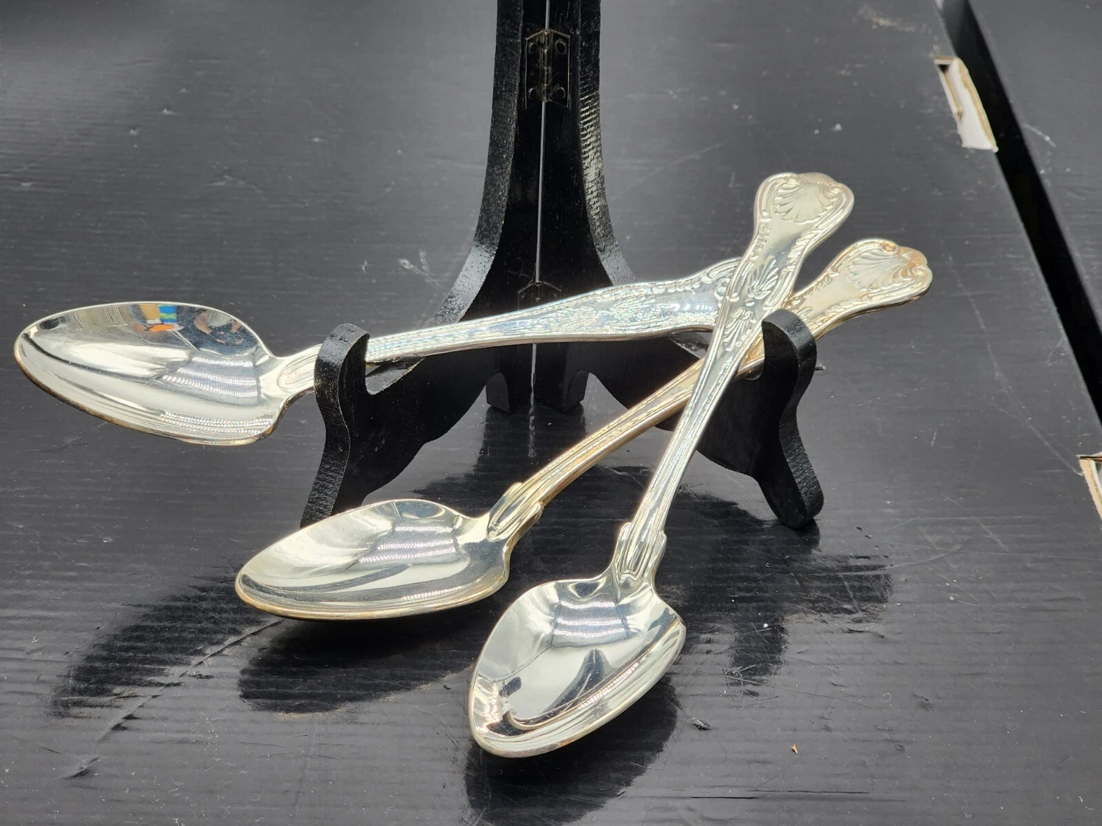 3 US NAVY OFFICERS MESS KINGS PATTERN DJ Japan S.P. SERVING or SOUP SPOONS NEW!