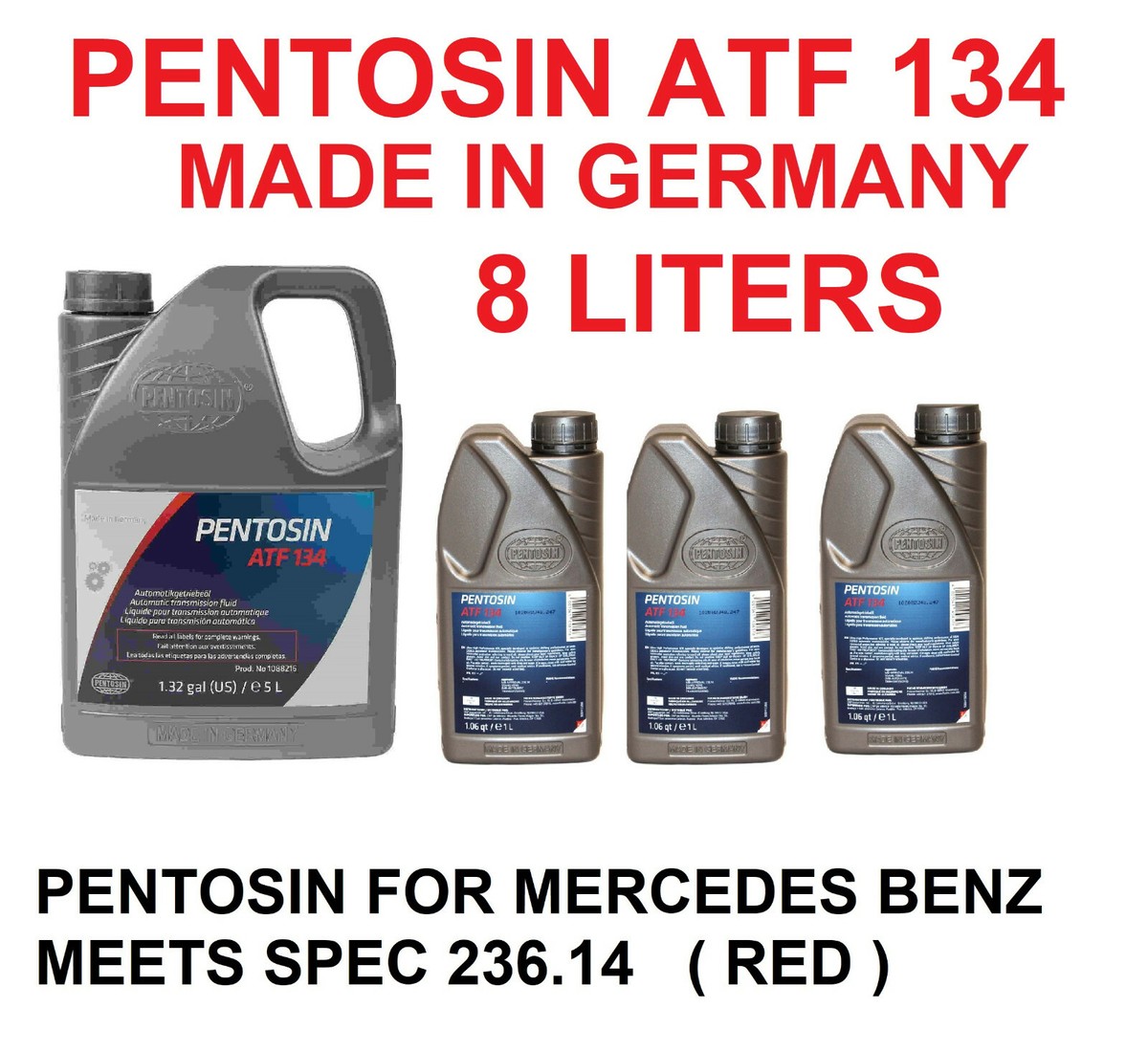 メルセデスベンツ R107 W123 W124 ATF Mobil ATF220 ATF Automatic Transmission Fluid OE Spec 236.14 , 8L for Mercedes