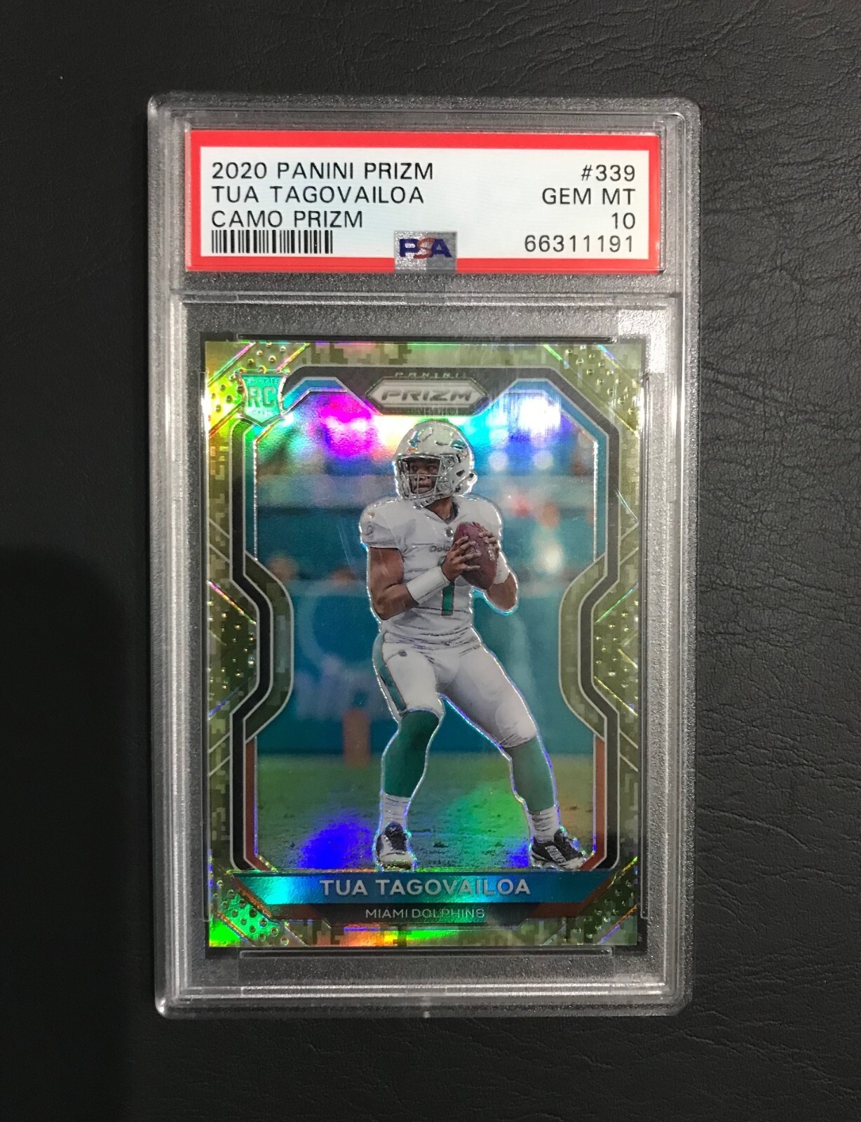 2020 PANINI PRIZM #339 TUA TAGOVAILOA CAMO #20/25 ROOKIE PSA 10 GEM MINT RC🔥