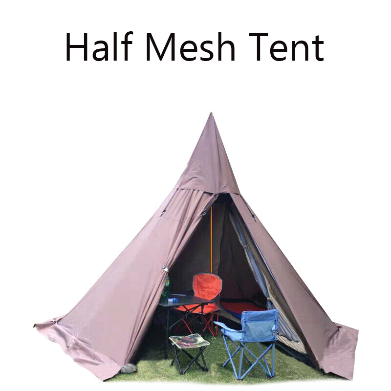 4-Season 2 Doors Lightweight Camping Teepee Tent with Stove Jack Half Inner  Tent | eBay