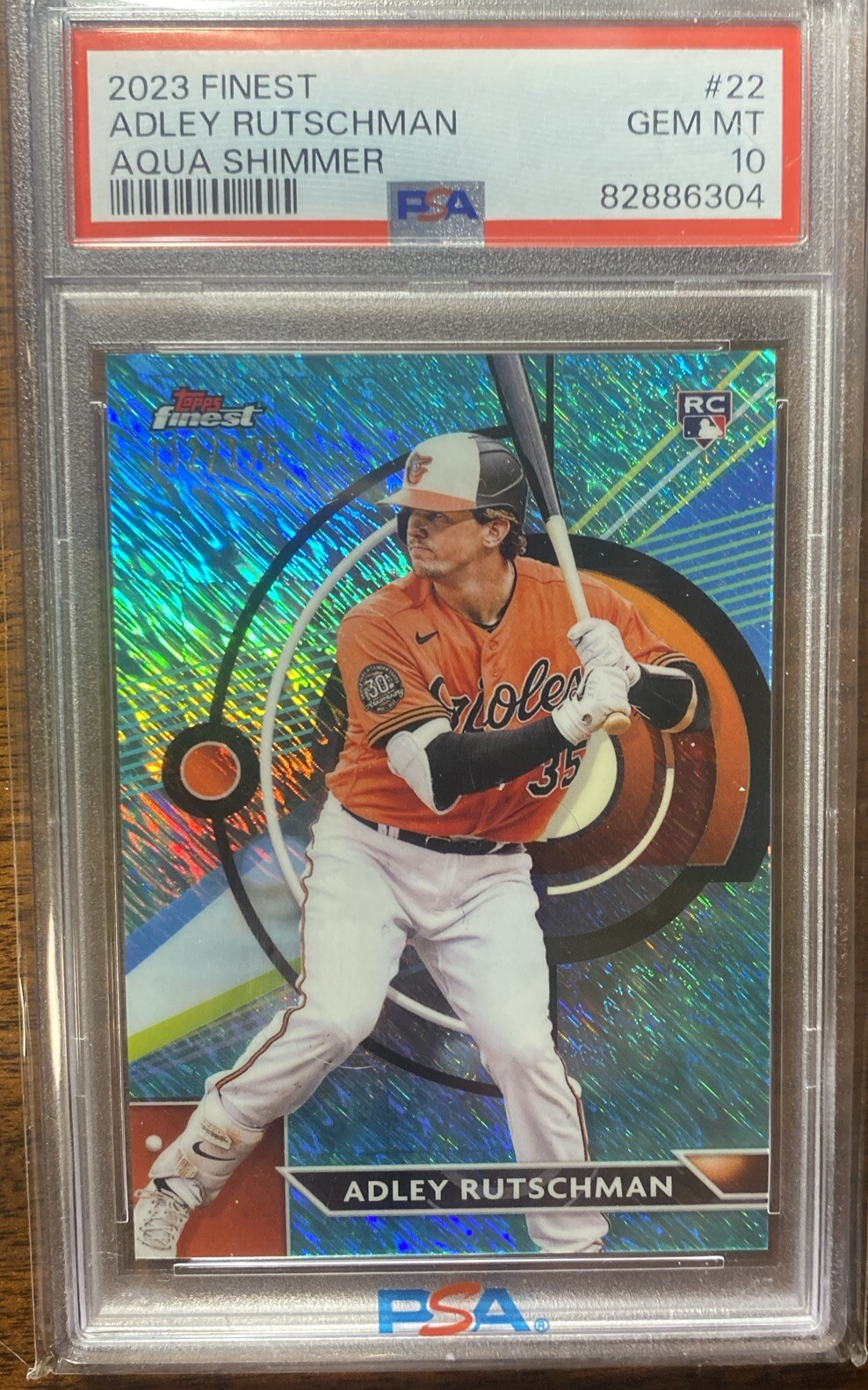 2023 Topps Finest Adley Rutschman Rookie Aqua Shimmer Refractor PSA 10 112/175