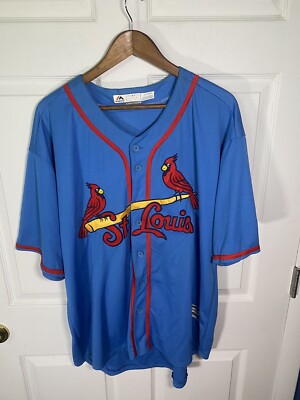 MLB Louis Cardinals Alternate Blue Cool Base Majestic Jersey Size 2XL