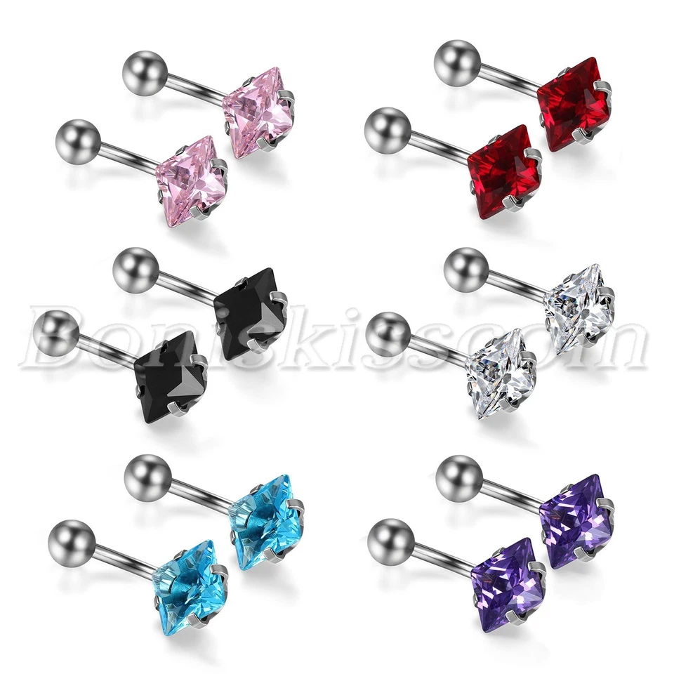 Barra de barra de acero inoxidable con botón de bola 2 piezas cejas oreja uñas vientre anillo ombligo Foto 3 de 4