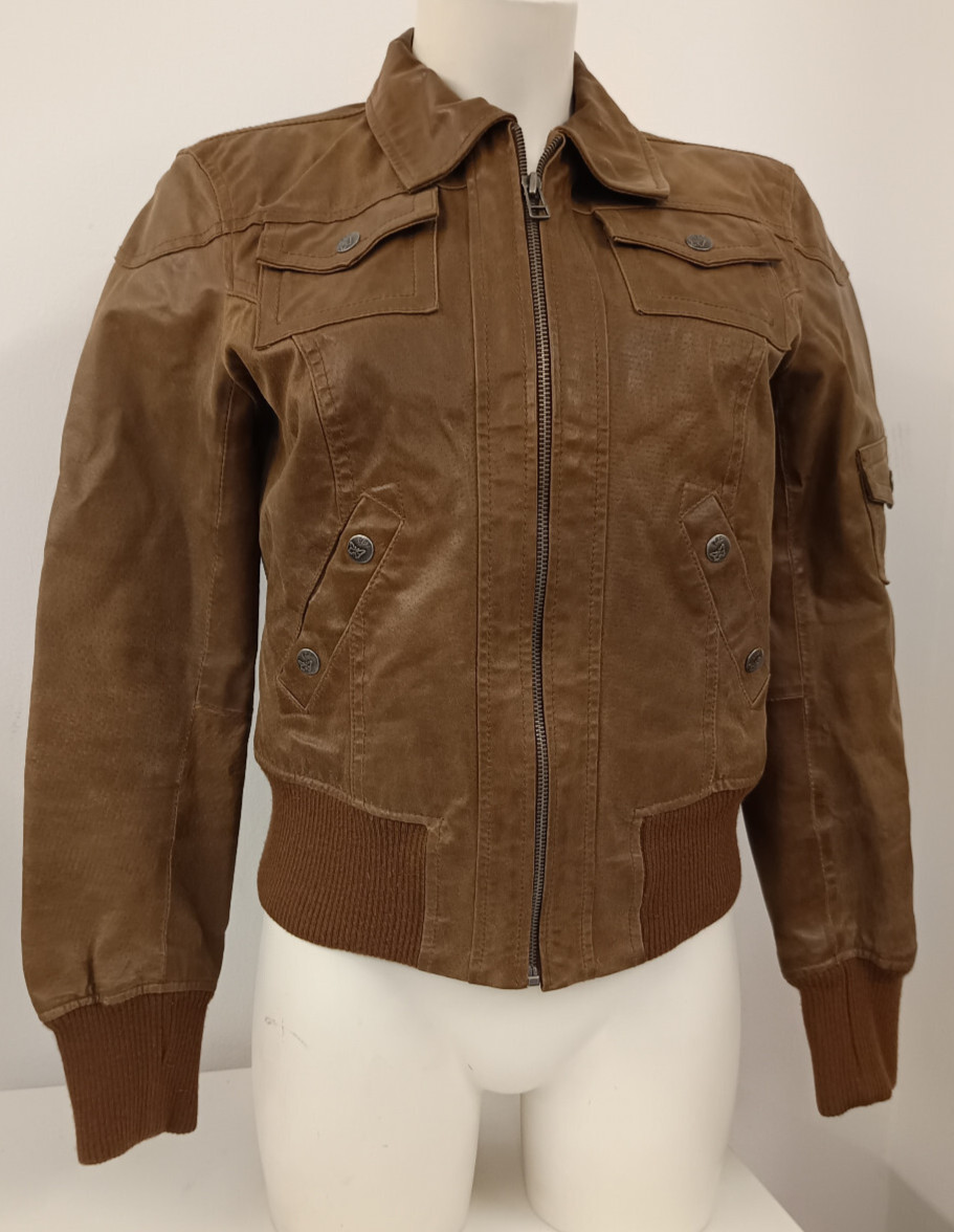 * coole Leder Jacke Gr. D/NL/DK 38 F/BL/E 40 GB 12 I 44 USA 8 Braun Beige