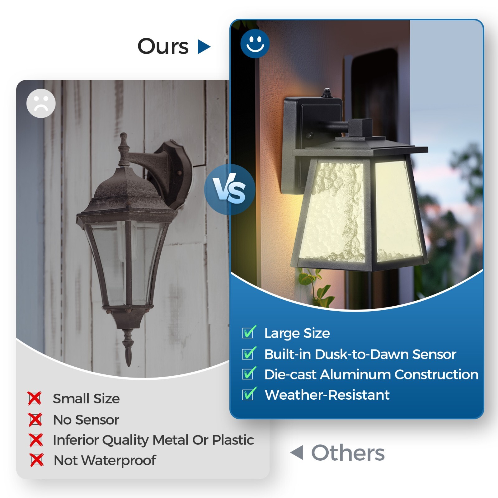 2PCS Outdoor Wall Lights Dusk to Dawn Sensor Outdoor Sconce Vintage Waterproof