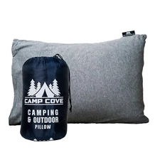 CAMP COVE Camping Pillow Jersey Cotton Shredded Memory Foam 15x21 Compressible