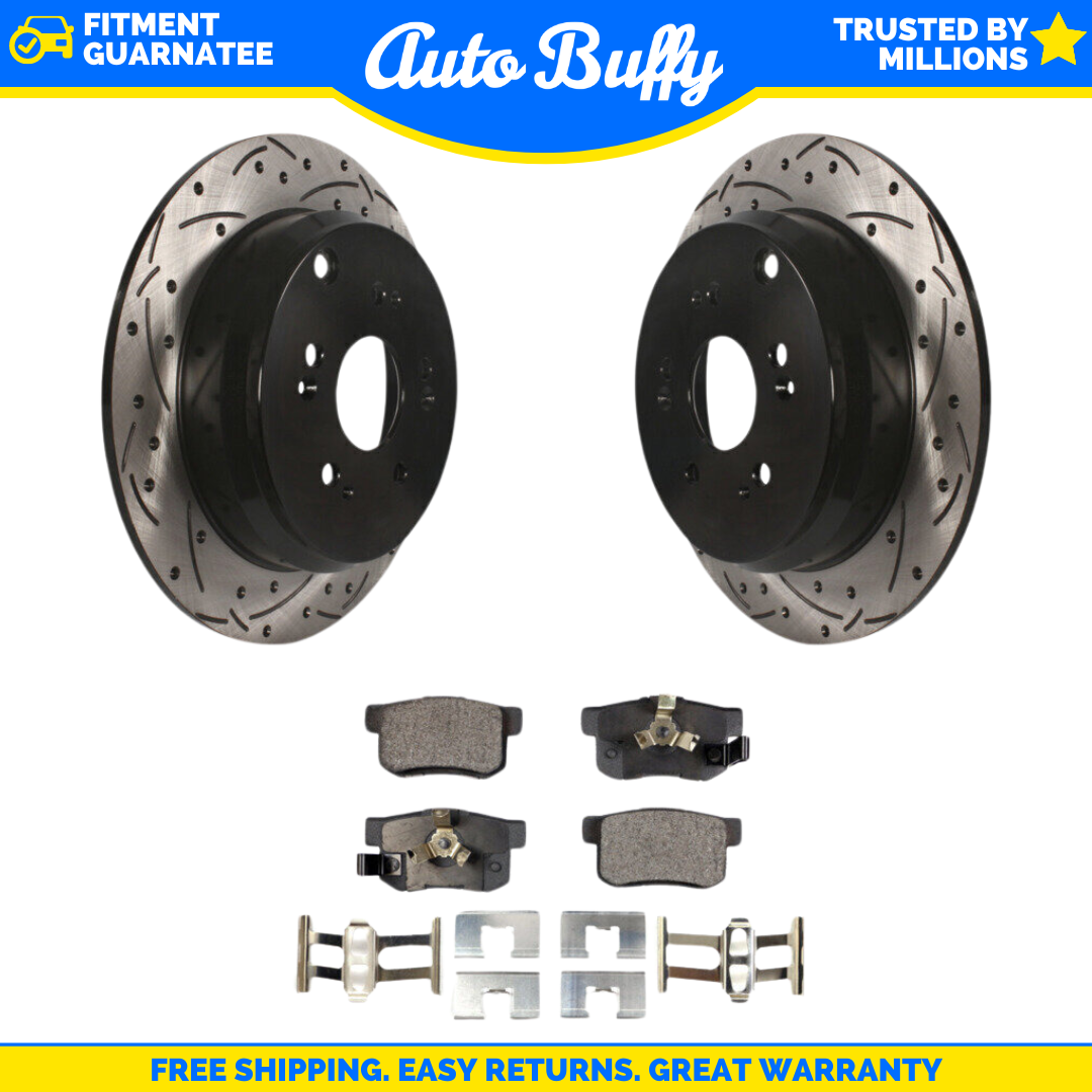 Hawk Performance Drilled and Slotted Rear Brake Rotor Set | Honda CR-V (2002) (HTC5345) main image 0