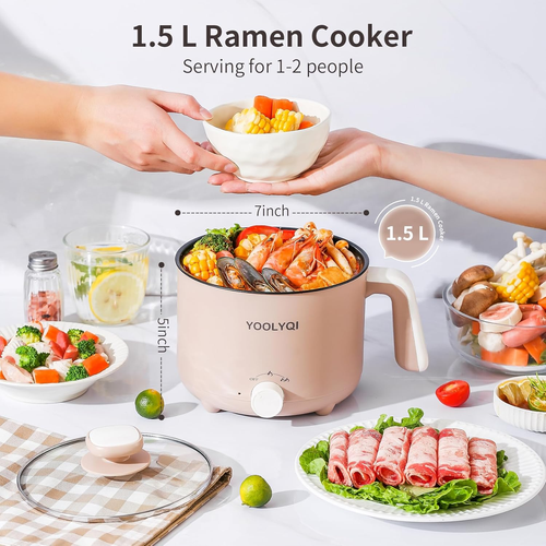 Hot Pot Electric Ramen Cooker: 1.5 L Portable Lazy Pot, Dual Power Regulation , - Picture 4 of 12