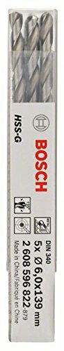 Bosch Zubehör 2608596822 - Punte per metallo HSS-G, DIN 340 6 x 91 x 139 (F7a)