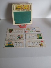 Vintage Fisher Price 1972 School Days Desk Alphabet Numbers Chalk Board read