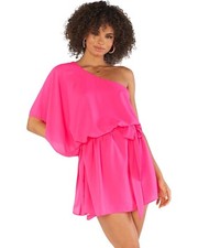 NWT | Show Me Your Mumu Trish One Shoulder Mini Dress  Pink Pebble Large - $150