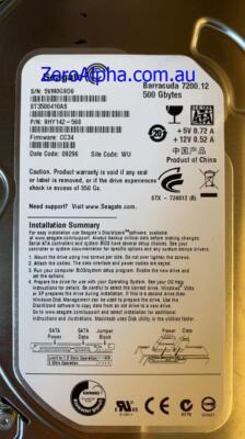 ST3500410AS, 9HY142-568, CC34, WU, 5VM0 Seagate Data Recovery Donor Hard Drive