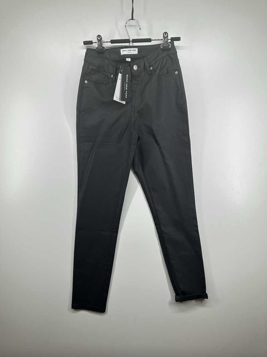 Marc New York Womens Coated Black High Rise Boot cut Super Skinny