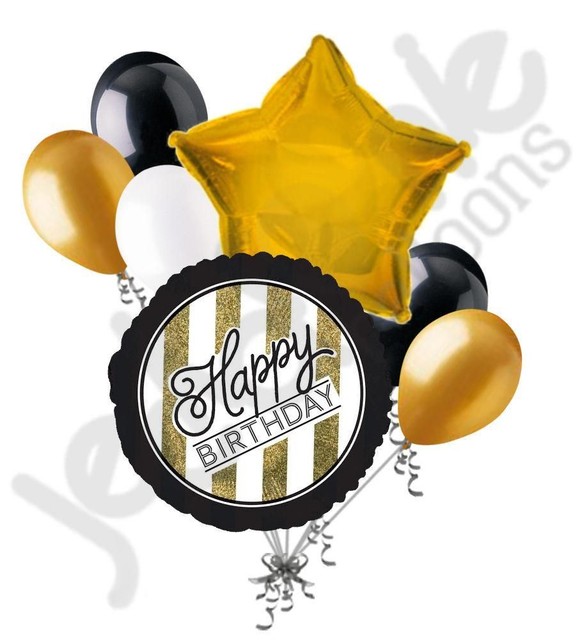 7 Pc Keep Calm Birthday Boy Royal Blue Balloon Bouquet Party