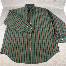 Daniel Cremieux Classics Long Short-Sleeve Button-Up Men XL - Green w/ Red Plaid