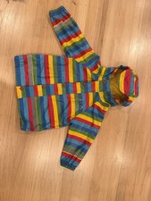 JAKO-O Striped Multicolor Hooded Rain Coat Vinyl Unisex Kids Size 92/98
