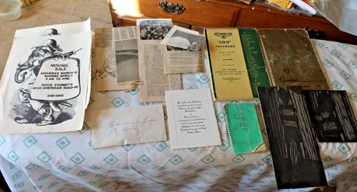 LOT Vintage Letters Ephemera Note Books School Reports Lock Hair Invitation MORE
