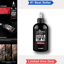 Tattoo Ink Ultra Black 8 oz Vegan Smooth Pigment Lining Shading Bottle