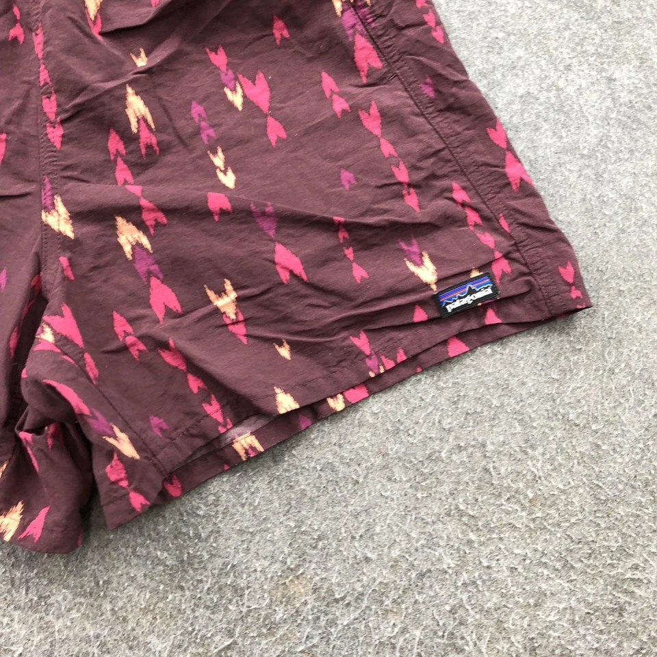 Pantalones Cortos Patagonia Baggies Para Hombre Pequeños Marrón Rojo Estampado Abstracto Nadar Exterior Nylon Foto 3 de 4
