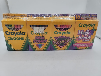 VTG Crayola Crayons Sealed 4 PK - Original, Gems, Neons, Magic Scent