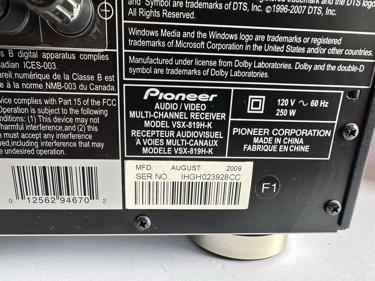 Pioneer VSX 819H 5.1 Channel 110 Watt Receiver for sale online | eBay