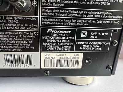 Pioneer VSX 819H 5.1 Channel 110 Watt Receiver for sale online | eBay