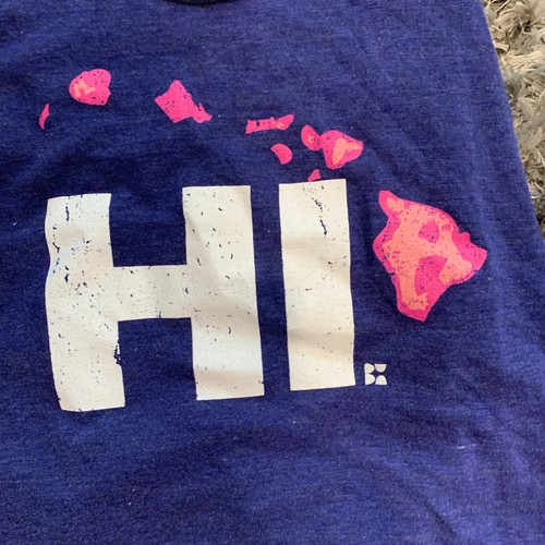 Camiseta sin mangas informal púrpura liso cuello redondo grande Hawaii azul para mujer - Imagen 2 de 4