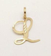 Solid 14k Gold Letter Initial L Script Cursive Charm Pendant 1in
