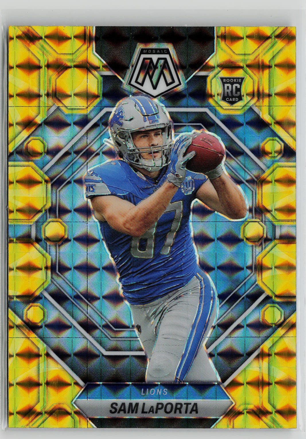 Sam LaPorta Rookie - 2023 Mosaic Reactive Yellow Mosaic #360 Detroit Lions