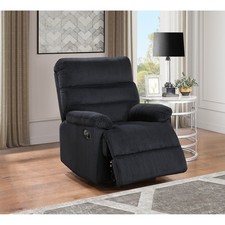 Black Velvet Glider Recliner Chair, Manual Lever, 35" L x 37" W x 42" H