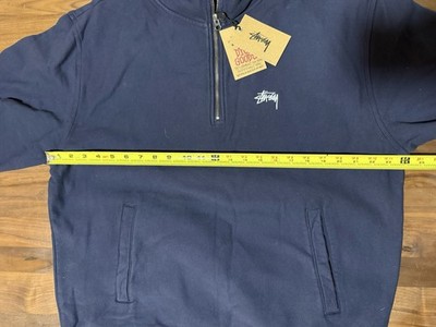 STÜSSY Overdyed Stock Logo Mock Neck Navy Quarter Zip Men's Size