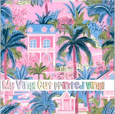 Printed Adhesive Vinyl, Heat Transfer Vinyl 12 x 12 sheet Preppy Beach G Pattern
