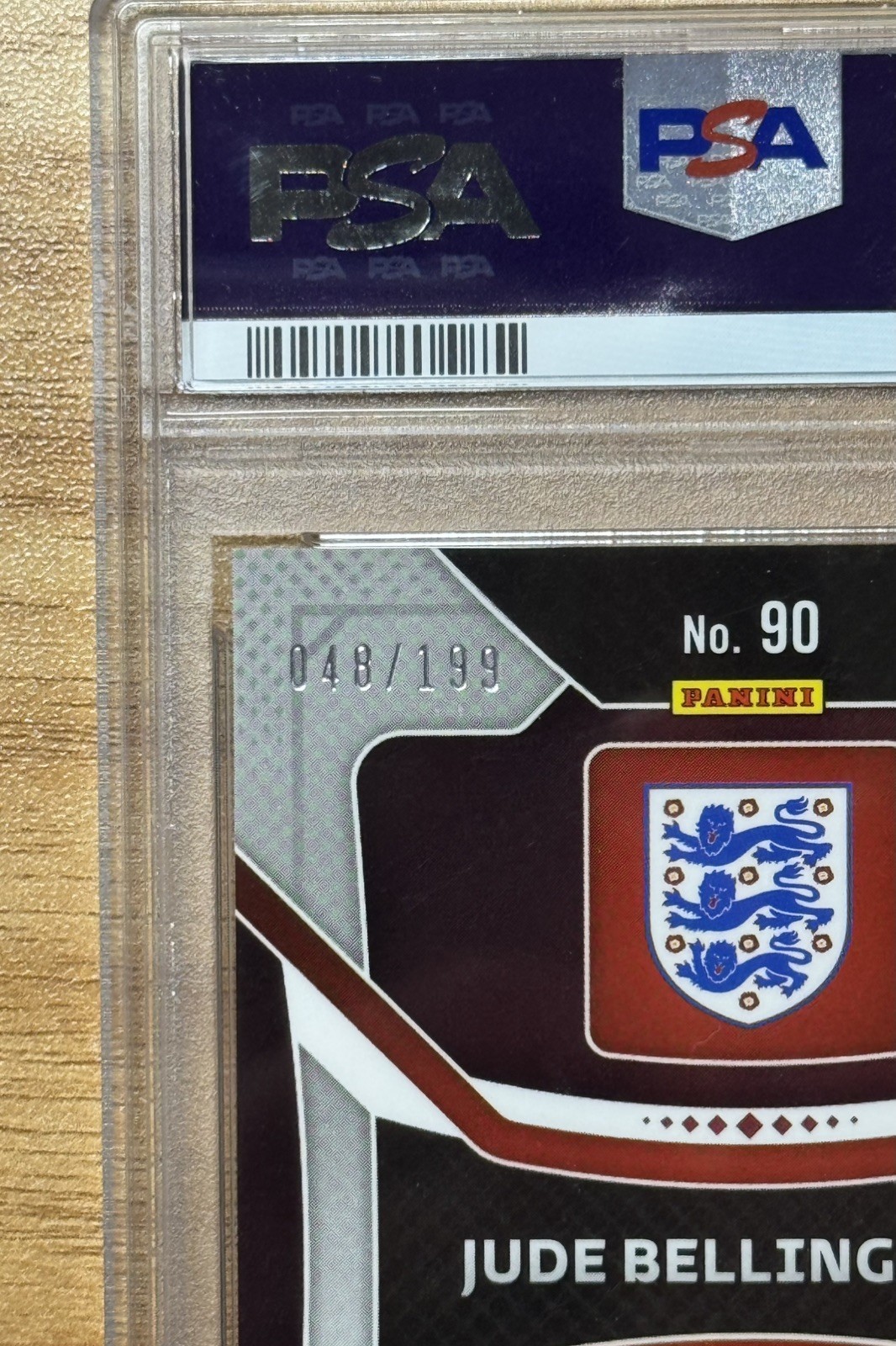 2022 Panini Prizm World Cup Jude Bellingham England Blue Wave SP /199 PSA 10 Gem view 3
