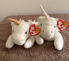 Ty Beanie Babies Retired Mystic Unicorns Set of 2 NWT errors different horns