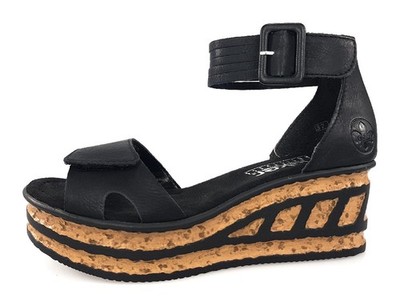 Rieker Eagle Damenschuhe Sandalen Hoch Schwarz Freizeit