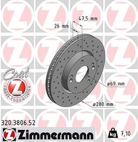 2X Zimmermann Bremsscheibe Vorderachse U.A. FüR Hyundai, KIA
