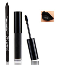 Black Matte Lipstick and Lip Liner Pencil Set Black Liquid Lipstick Lip Gloss Se