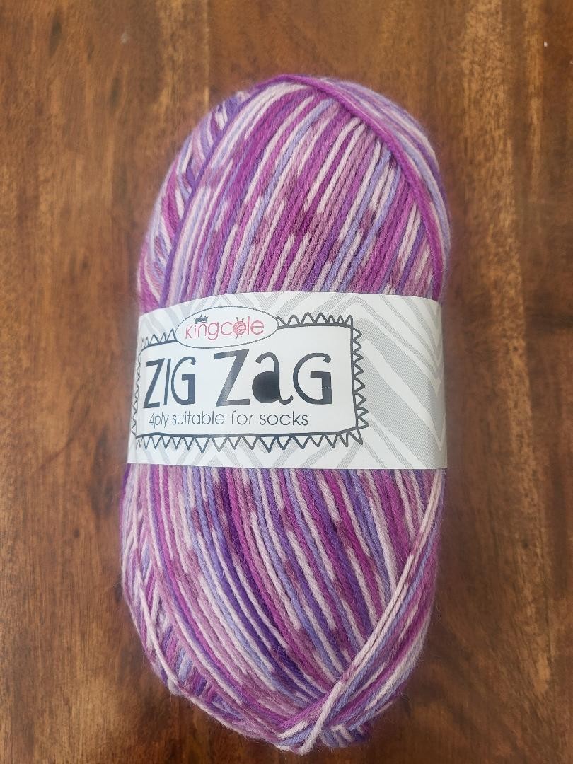 King Cole Zig Zag 4 Ply Knitting Crochet Sock Yarn  Wool 100g Ball acrobat 3475