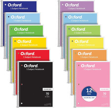 Spiral Notebooks, 12 Count Bulk Pack, 1 Subject, College Ruled Notebooks for Sch