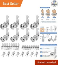 Cabinet Locks 1-1/8 Inch Zinc Alloy Keyed Alike 8 Pack for Drawers Mailboxes