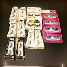 Lot Of 14 Pair False EyeLashes Various Colors & Brands New In Box