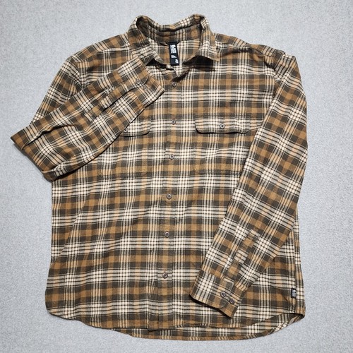 Chemise boutonnée Mountain Hardwear homme XL marron à carreaux manches longues poches flanelle - Photo 2/12