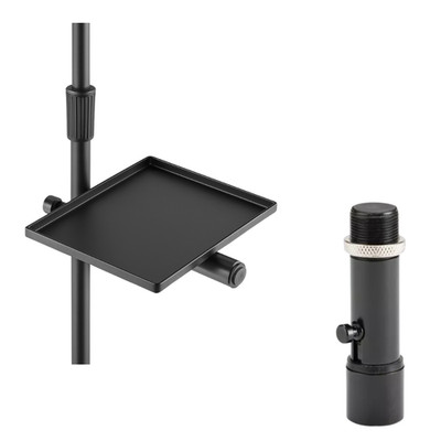 Mic Stand Utility Tray + Quick-Release Mic Adapter Stage Studio Accessory Bundle