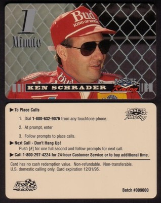 Assets Racing 1995: 1 Minute Ken Schrader (Budweiser Bier) SPECIMEN Telefonkarte