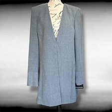 Women's S or M Classic Halston Elegant Silhouette Long Gray Blazer Jacket NWT